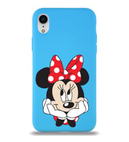 Apple iPhone XR Uyumlu Lansman Kılıf Minnie Mouse Tasarımlı Altı Kapalı İçi Kadife Kaplı  Kapak (Şeffaf)