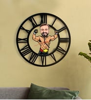 Kişiye Özel Güreşçi Karikatür 3D Ahşap Mdf Duvar Saati 99