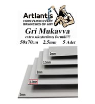 Mukavva Gri 2.5 mm 50x70 cm 5 Adet Sert Karton Ekstra Sıkıştırılmış 50*70 Mukavva Gri Renkli 5 Adet