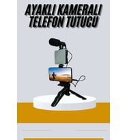 Tripod Telefon Tutucu Kumandalı Mikrofon Led Işık Vlog Video Kayıt