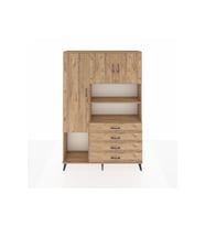 Arges Gardrop 7 Raflı 4 Çekmeceli 3 Kapaklı 132x30x195 Çam-Çam