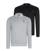 İKİLİ SET V4007 DEWBERRY ERKEK SWEATSHIRT-SİYAH-GRİ