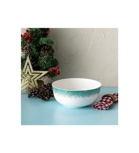 İSTANBUL PORSELEN STARLİGHT FİNE BONE NEW YEAR YILBAŞI SALATA KASESİ 21 CM (Çok Renkli)