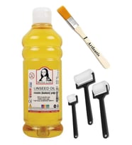 Keten Yağı 500 ml 1 Adet Zemin Fırçası ve Rulo Fırça Resim Yağı Monalisa Rafine Bezir Yağı Yağlı Boya İncelticisi Yağlı Boya Yardımcı Malzemesi (Renksiz)