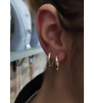 Gümüş 14 mm taşsız sarı halka küpe