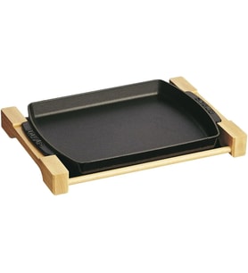 Staub Specialities Ahşap Altlıklı Döküm Servis Tabağı, Siyah (Çok Renkli)
