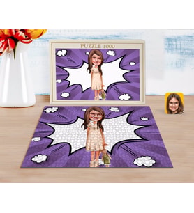 BK Gift Kişiye Özel Kız Çocuk Karikatürlü 1000 Parça Profesyonel Puzzle-7