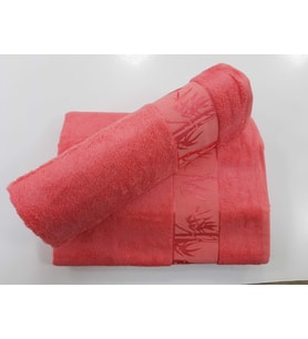 Romans Bambu 2li Banyo Havlu Takımı Nar Çiçeği