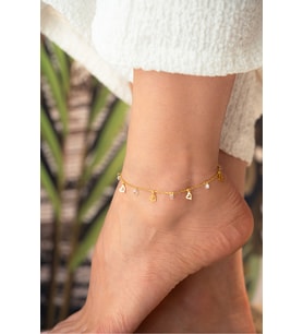 925 Ayar Gümüş Taşlı Kalp Halhal