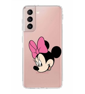Samsung Galaxy S21  Kamera Korumalı Kapak Minnie Mouse Tasarımlı  Şeffaf  Kılıf