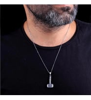 925 Ayar Gümüş İşlemeli Thor Çekici Çekiç Erkek Kolye
