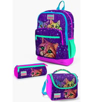 Coral High Kids Mor Pembe Kedi Desenli 3’lü Okul Çanta Seti