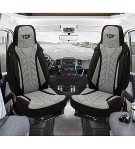 PLKT Serisi Renault Master 2010 ve Sonrası ile Uyumlu Pilot Oto Koltuk Kılıfı, Gri/Siyah