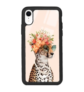 iPhone XR İnfluencer Leopar Kedi Tasarımlı Glossy Telefon Kılıfı