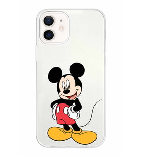 Apple iPhone 12 Mini Uyumlu Kapak Mickey Mouse Tasarımlı Şeffaf Silikon Kılıf