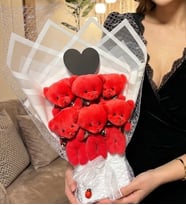 Premium Aynalı Peluş Buket-ayni gun-teslim-hediyeler-dogum-gunu-sevgiliye-hediye