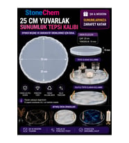 25 cm 10 MM Yükseklik Yuvarlak Silikon Tepsi Kalıbı – Epoksi Reçine Sunumluk ve Dekoratif Tepsi Kalıbı