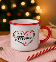 BK Gift Kişiye Özel İsimli Kırmızı Emaye Kupa Bardak -7, Arkadaşa Hediye, Sevgiliye Hediye