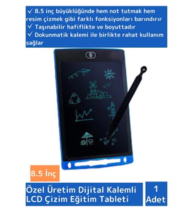 Premium Seri 8.5 İnç LCD Dijital Kalemli Çocuk Not Resim Grafik Çizim Eğitim Tableti