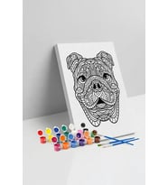 Köpek Desenli Mandala Tuval Boyama Seti 40x50 cm