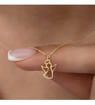 Kişiye Özel Minimalist Melek Figürlü Kolye 925K Gümüş (Gold)