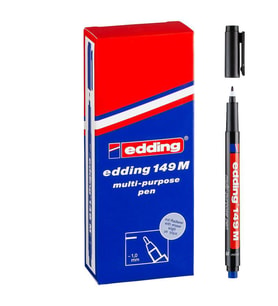 Edding 149 M Çok Amaçlı Permanent Kalem (Silgili Asetat Kalemi) SİYAH 10'lu Kutu 