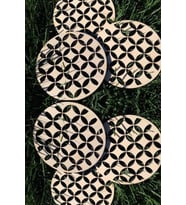 Ahşap Bardak Altlığı 6 lı Set Otantik Desenli Bardak Altlığı