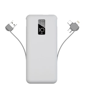 PW-05 Hızlı Şarj Led Göstergeli Micro Lightning Type-C Kablolu Taşınabilir Powerbank 10000mAh (Beyaz)
