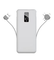 PW-05 Hızlı Şarj Led Göstergeli Micro Lightning Type-C Kablolu Taşınabilir Powerbank 10000mAh (Beyaz)
