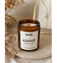 Mumelia Amber Kavanoz - Doğal Soya Cam Bardak Mum - Kahve Kokulu
