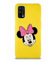 Realme 7 Pro Soft Premier Kapak Minnie Mouse-C Tasarımlı Silikon Kılıf - Sarı (Şeffaf)