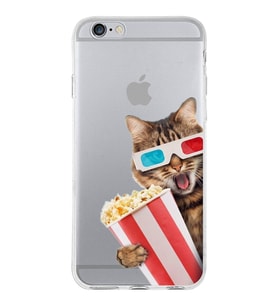 PrintiFy Apple  iPhone 6 Plus ile Uyumlu 1mm Slim Fit Kedi 1 050b Baskılı Şeffaf  Kılıf