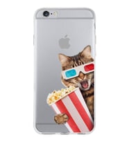 PrintiFy Apple  iPhone 6 Plus ile Uyumlu 1mm Slim Fit Kedi 1 050b Baskılı Şeffaf  Kılıf