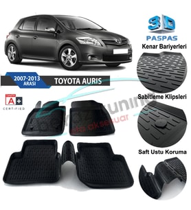 Toyota Auris Havuzlu 3D Paspas Niken Siyah 2007-2011