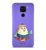 Xiaomi Redmi Note 9 Soft Premier Kapak Bayan Puff Tasarımlı Silikon Kılıf - Mor (Şeffaf)
