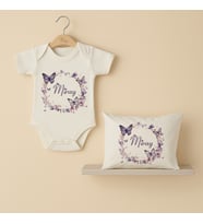 Pia Baby Premium %100 Pamuk İsme Özel Organik Baskılı Çıtçıtlı Bebek Body Ve Yastık Kılıfı 5090-19 (Ekru)