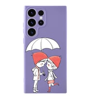 Samsung Galaxy S23 Ultra Uyumlu Lansman Kılıf Aşk Tasarımlı İçi Kadife Kapak-Lila (Şeffaf)