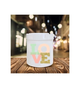 Love Baskılı Seramik Şık Küllük