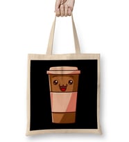Kawaii Coffee Cup Funny Anime Caffeine Japanese Bez Çanta Uzun Saplı