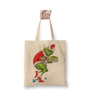 Grinch Noel Beyaz Bez Çanta Uzun Saplı Alışveriş Çantası Plaj Çantası