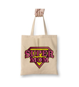 Supermom Süperanne Anneler Günü Beyaz Bez Çanta Uzun Saplı Alışveriş Çantası Plaj Çantası