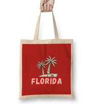 Florida Love Vintage Retro Rainbow Bez Çanta Uzun Saplı