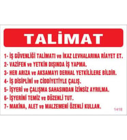 İş Güveliği Talimatları Levhası 25x35 KOD:1418