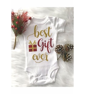 Unisex Bebek Beyaz Yılbaşı Baskılı Zıbın