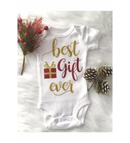 Unisex Bebek Beyaz Yılbaşı Baskılı Zıbın
