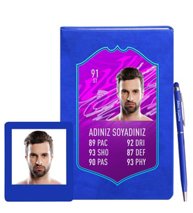Tasarım Kişiye Özel Fut Kart Defter Kalem & Instagram Çerçeve Hediye Seti
