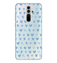 Redmi Note 8 Pro Uyumlu Mavi Kalpler Tasarımlı Şeffaf Telefon Kılıfı