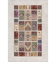 Eliana Home Baskılı, Yıkanabilir Kaymaz Taban Salon Halısı LNA1479 100x150 cm (Bej)
