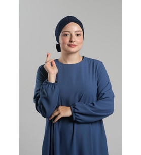 Lacivert Pratik Hazır Geçmeli Fiyonklu Bone Sandy Çift Taraflı Çapraz 3007B_02