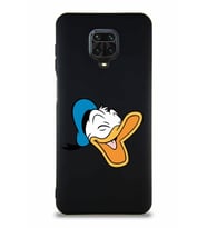 Xiaomi Redmi Note 9 Pro Soft Premier Kapak Donald Duck-E Tasarımlı Silikon Kılıf - Siyah (Şeffaf)